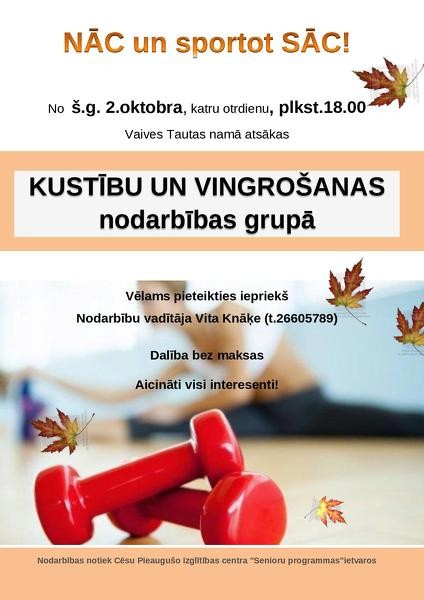 Uzlabo pašsajūtu veselības vingrošanas nodarbībās