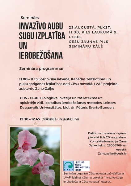 Notiks seminārs par invazīvo sugu ierobežošanu