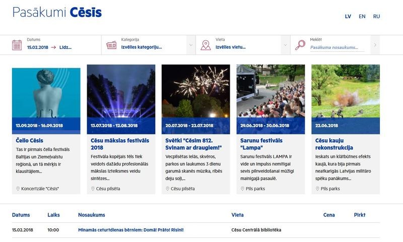 Jauna tīmekļa vietne “Pasākumi Cēsīs”