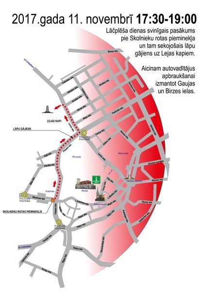 Satiksmes ierobežojumi Lāčplēša dienā