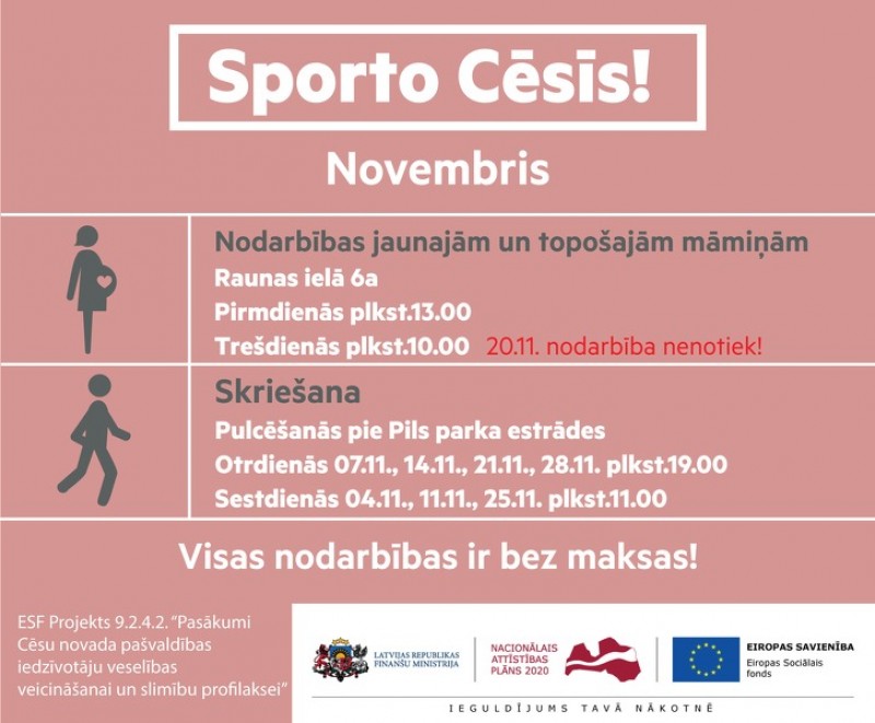 Veselības veicināšanas projekta nodarbības Cēsīs