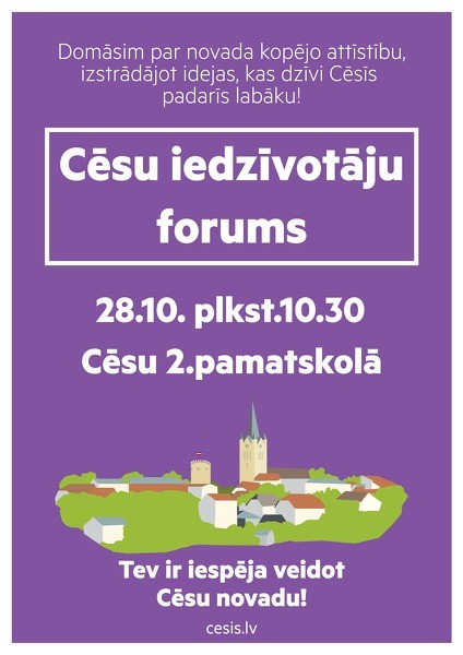 Cēsu novada iedzīvotāju forums - 28.oktobrī