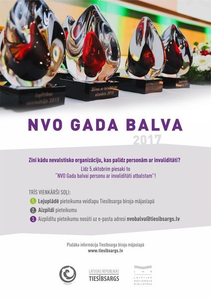 Tiesībsargs aicina nominēt organizācijas NVO Gada balvai