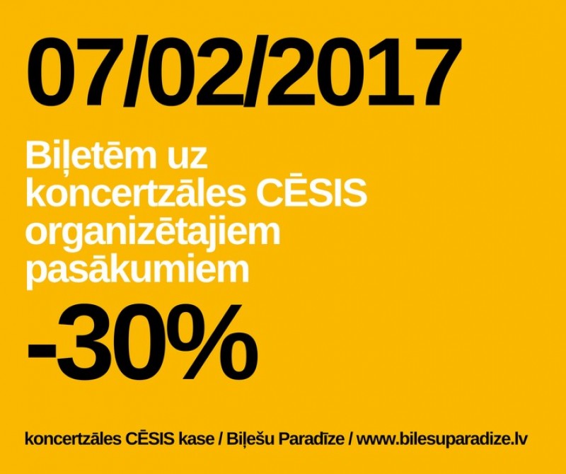 Pērc biļetes uz koncertzāles pasākumiem ar 30% atlaidi