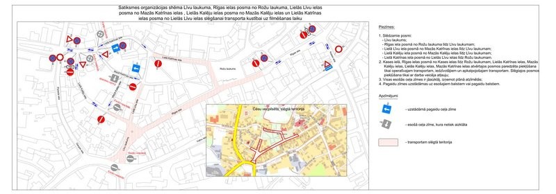 Satiksmes ierobežojumi vecpilsētā uz filmas "Paradīze 89" uzņemšanas laiku