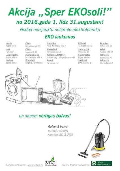 Notiks nolietotās elektrotehnikas vākšanas akcija “Sper EKOsoli!”