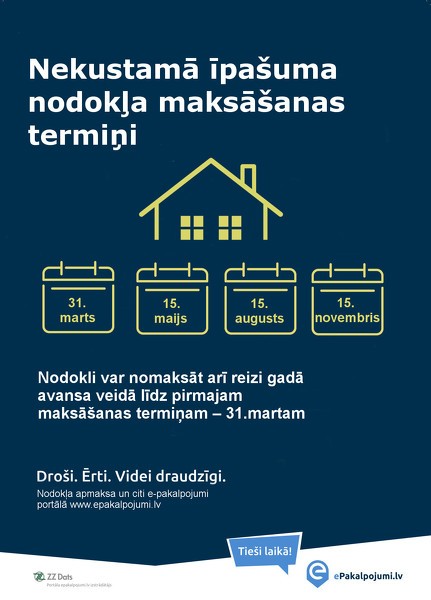 Atgādinājums - nekustamā īpašuma nodokļa pirmais maksājums jāveic līdz 31.martam