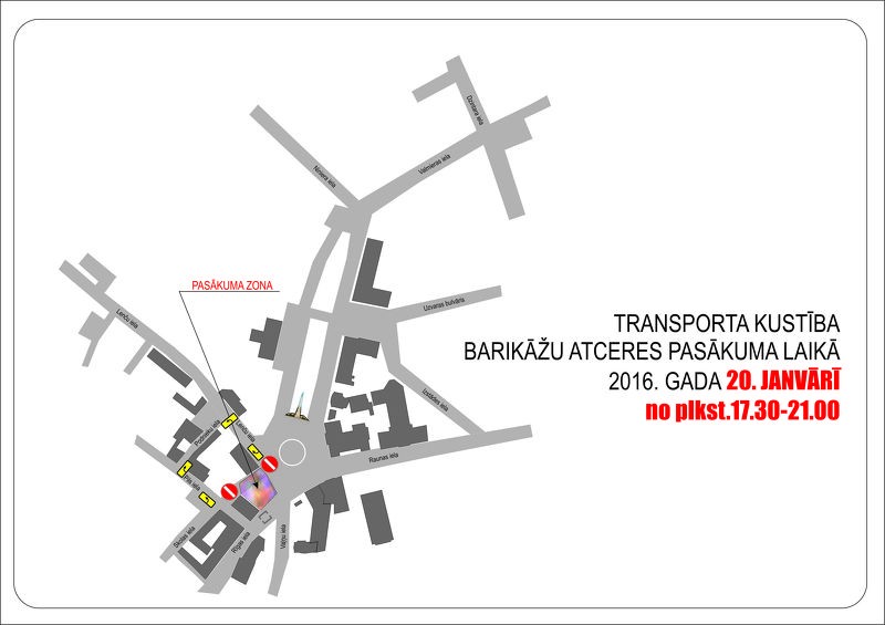 Satiksmes ierobežojumu Barikāžu piemiņas pasākumu laikā