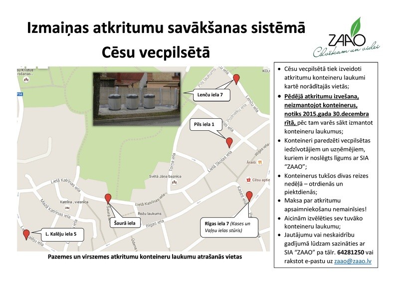 Cēsu vecpilsētā sāks darboties moderna atkritumu apsaimniekošanas sistēma