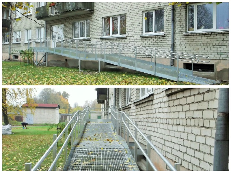 Ziņojums par ratiņkrēsla rampas izbūvi Vāveres ielā