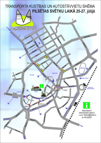Transporta kustības shēma Cēsu Svētku laikā