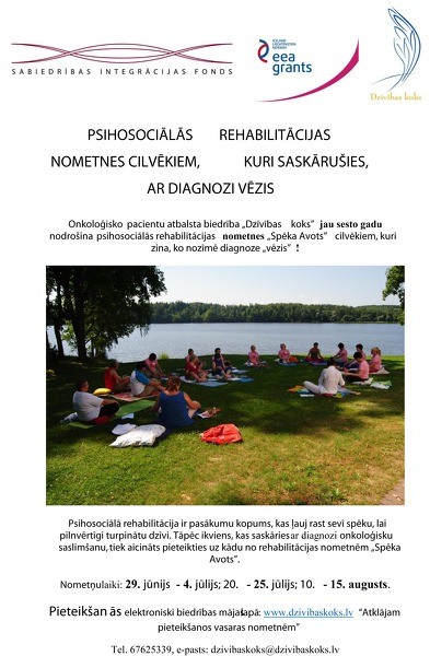 Psihosociālās rehabilitācijas nometnes cilvēkiem, kuri saskārušies ar diagnozi vēzis, būs arī šogad!