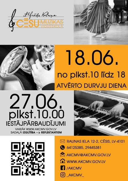 Uzņemšana Alfrēda Kalniņa Cēsu Mūzikas vidusskolā