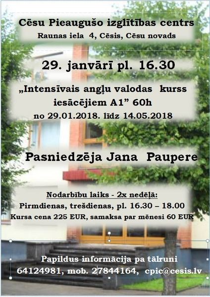 Iespēja apgūt angļu valodas pamatus