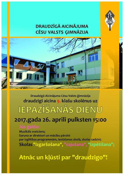 Draudzīgā Aicinājuma Cēsu Valsts ģimnāzija aicina uz Iepazīšanās dienu