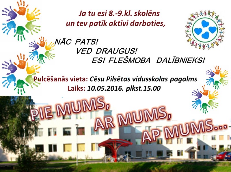 Flešmobs Cēsu Pilsētas vidusskolas pagalmā