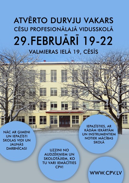 Atvērto durvju vakars Cēsu Profesionālajā vidusskolā