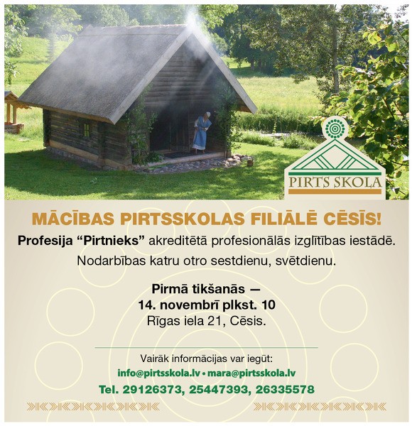 Mācības pirtsskolas filiālē Cēsīs