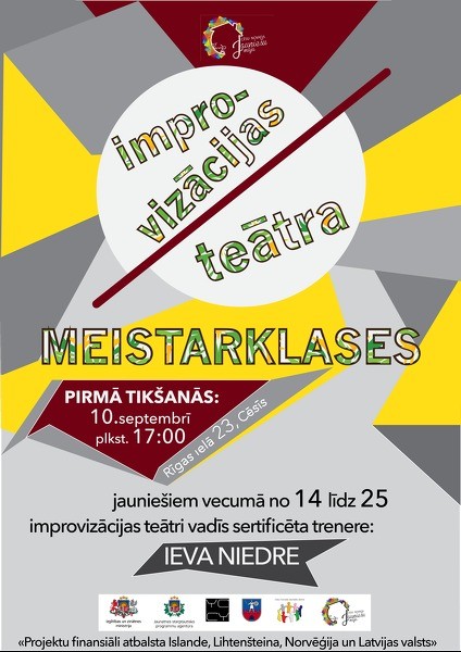 Improvizācijas teātra meistarklases Jauniešu mājā