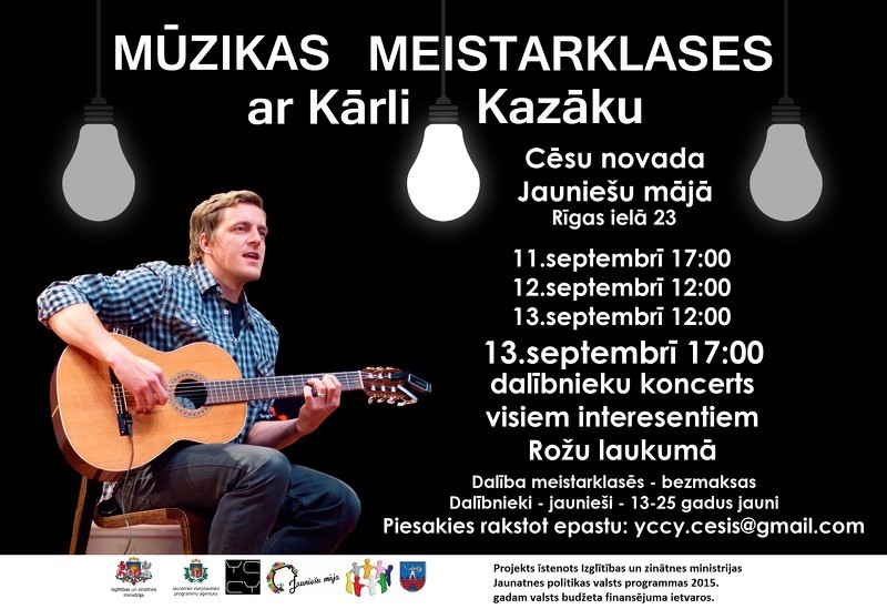 Mūzikas meistarklase Jauniešu mājā kopā ar Kārli Kazāku