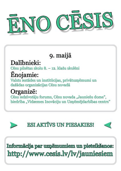 9. maijā skolēni aicināti iepazīit profesijas ĒNO CĒSIS ietvaros