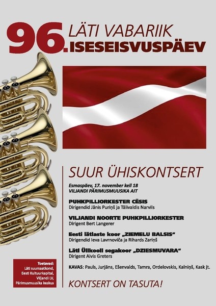 Cēsu pūtēju orķestris Latvijas dzimšanas dienu svin Vīlandē