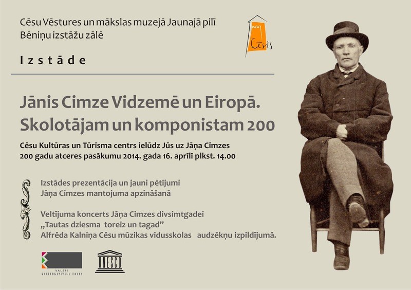 Atvērta izstāde „Jānis Cimze Vidzemē un Eiropā. Skolotājam un komponistam 200”