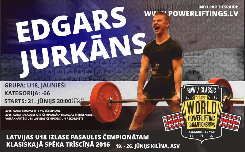 Cēsnieks Edgars Jurkāns piedalās Pasaules čempionātā klasiskajā spēka trīscīņā