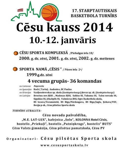 17. reizi Cēsīs Starptautiskais basketbola turnīrs “Cēsu kauss 2014"
