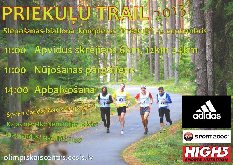 22.septembrī apvidus skrējiens "Priekuļu trail" un nūjošanas pārgājiens