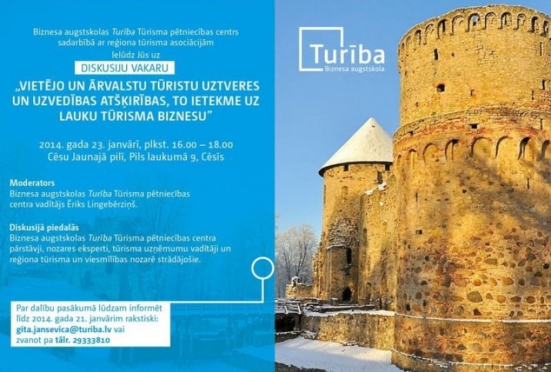 Tūrisma nozares pārstāvji Cēsīs diskutēs par tūristu uztveres un uzvedības atšķirībām