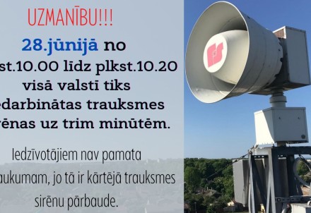 28.jūnijā pārbaudīs trauksmes sirēnas