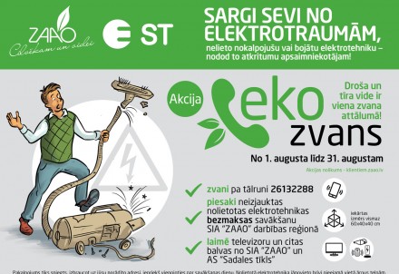 Akcijā “EKO ZVANS" aicina bez maksas nodot nolietotu elektrotehniku, vērš uzmanību uz elektrodrošību