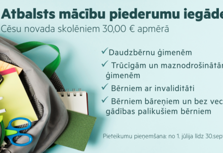 Iespēja pieteikties pabalstam mācību piederumu iegādei