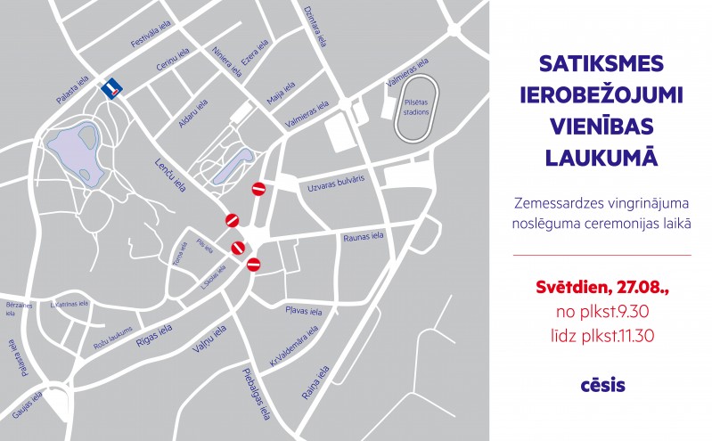 Satiksmes ierobežojumi Cēsīs, Vienības laukumā