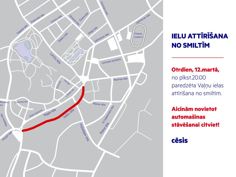 Cēsīs notiks Vaļņu ielas attīrīšana no smiltīm