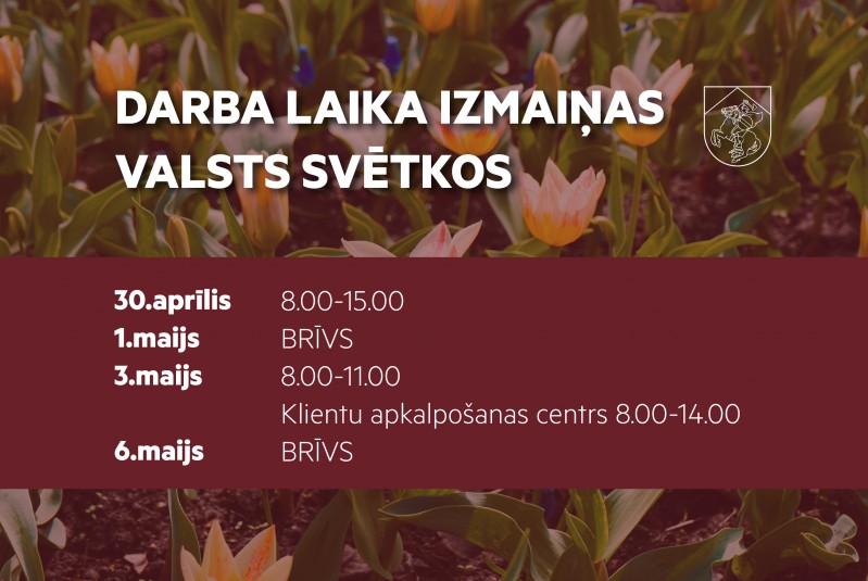 Darba laika izmaiņas valsts svētkos