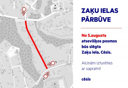 Atsevišķos posmos tiks slēgta Zaķu iela, Cēsīs