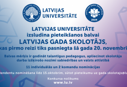 Latvijas Universitāte aicina nominēt “Latvijas Gada skolotājs" balvas pretendentus