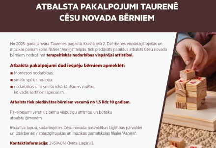 Taurenē pieejami atbalsta pakalpojumi Cēsu novada bērniem