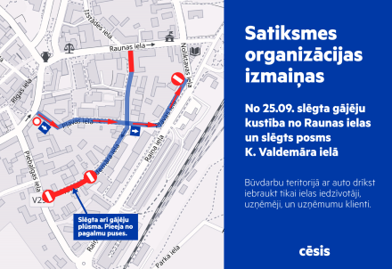 Informācija par remontdarbiem Krišjāņa Valdemāra un Pļavas ielā
