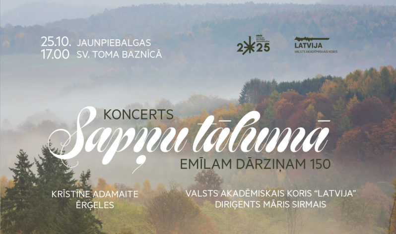 Koris "Latvija" un Kristīne Adamaite Emīlam Dārziņam veltītā koncertā Jaunpiebalgas baznīcā