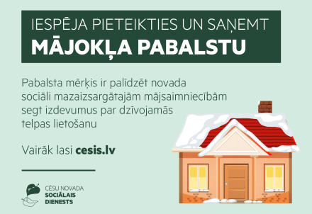 Cēsu novadā pieejams atbalsts ar mājokli saistītu izdevumu segšanai