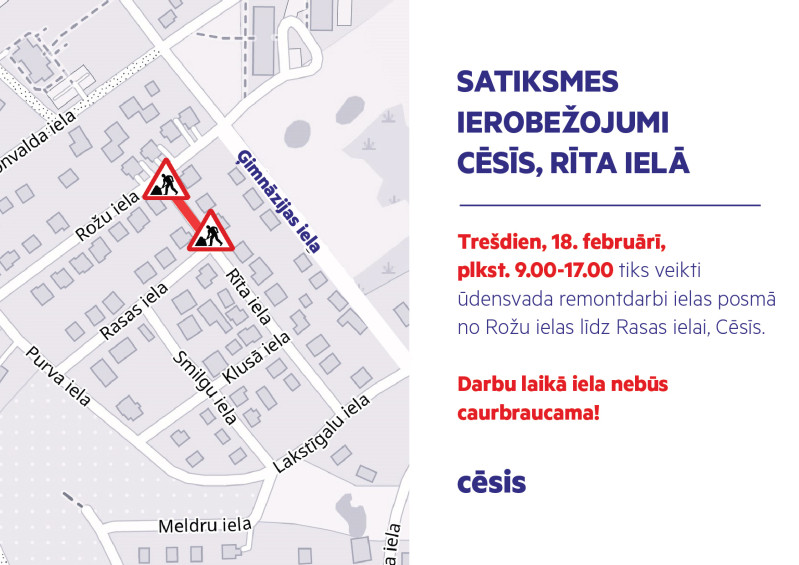 Satiksmes ierobežojumi Cēsīs, Rīta ielā