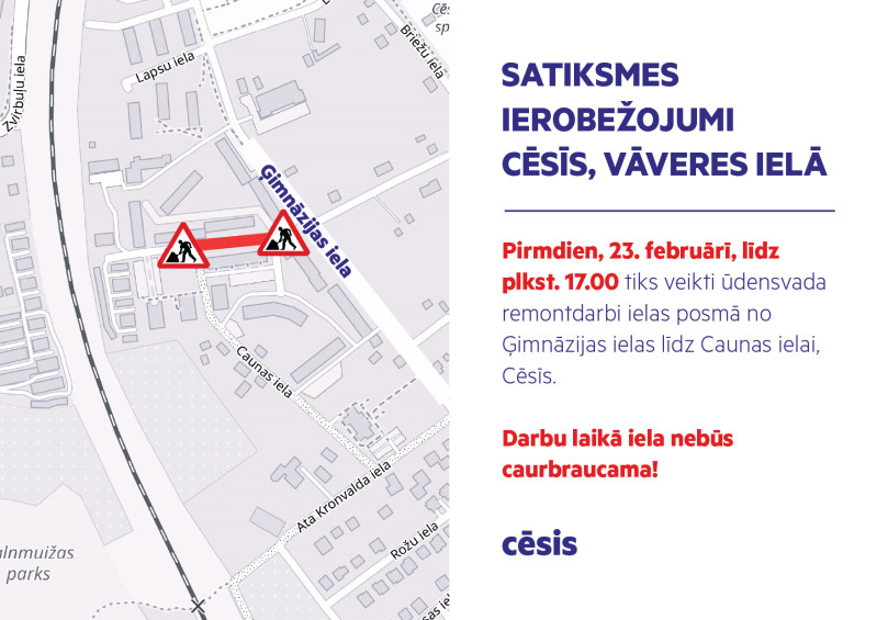 Satiksmes ierobežojumi Cēsīs, Vāveres ielā