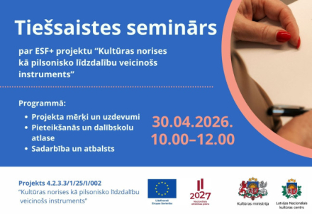 Notiks vebinārs par kultūras lomu pilsoniskās līdzdalības veicināšanā