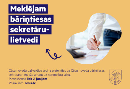 Aicinām darbā Cēsu novada bāriņtiesas sekretāru-lietvedi