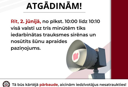 Otrdien visā Latvijā notiks trauksmes sirēnu pārbaude