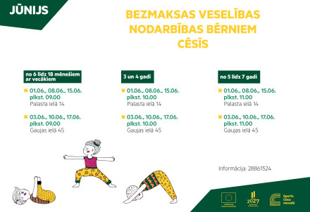 Bezmaksas vingrošana bērniem jūnijā