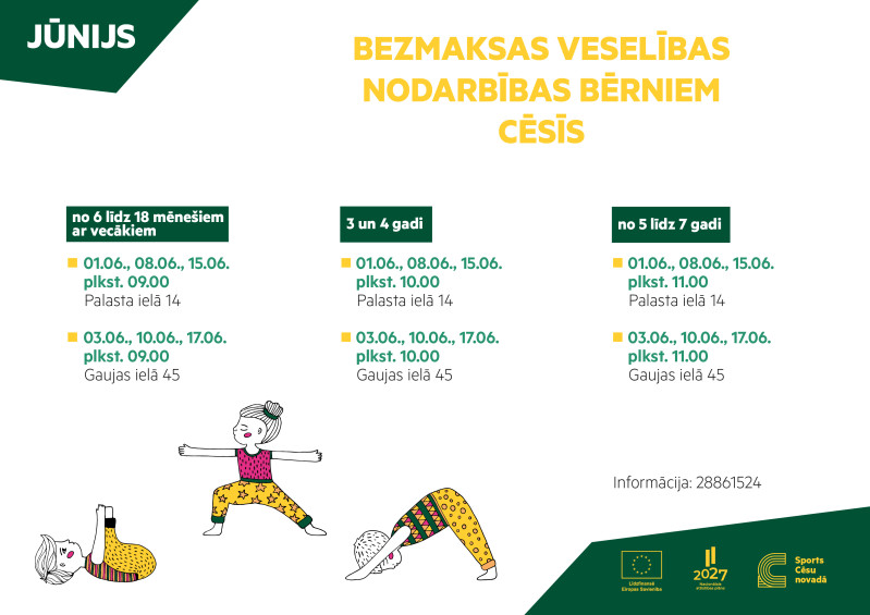 Bezmaksas vingrošana bērniem jūnijā